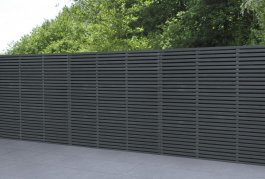 Forest Garden Contemporary Double Slatted Fence Panel - Anthracite Grey ...